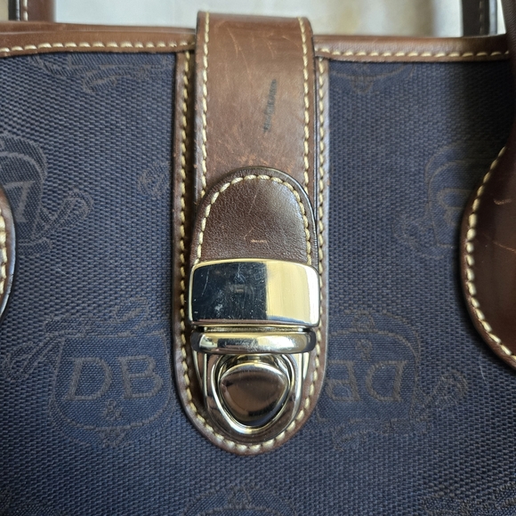 Dooney & Bourke Blue and Brown Leather Bag. - Picture 2 of 11
